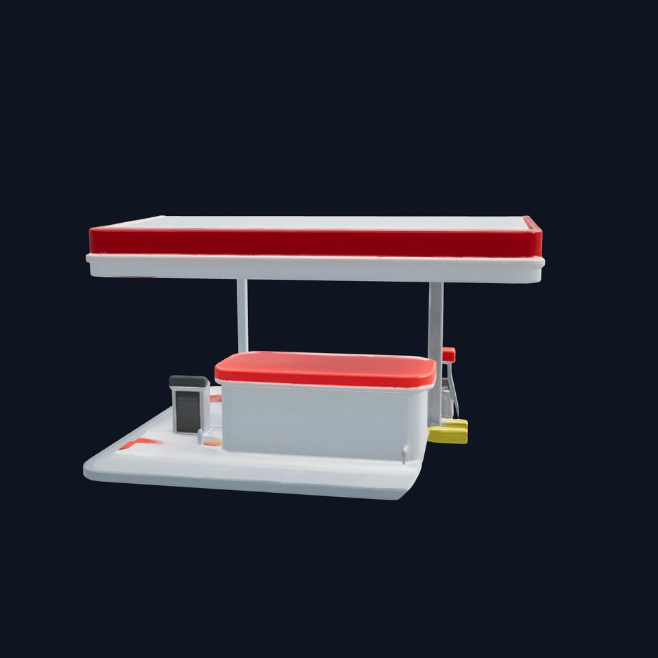 Stylized Gas Station with Convenience Store model pack