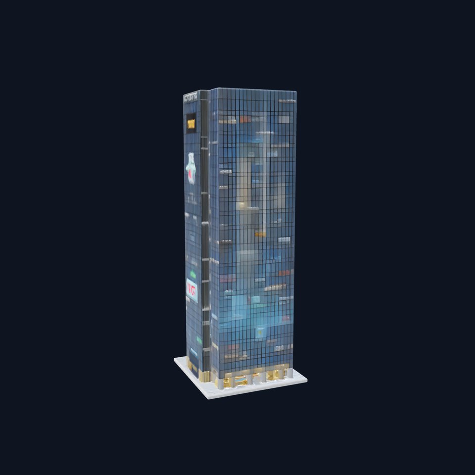 Futuristic Skyscraper Neon Glass Model Pack