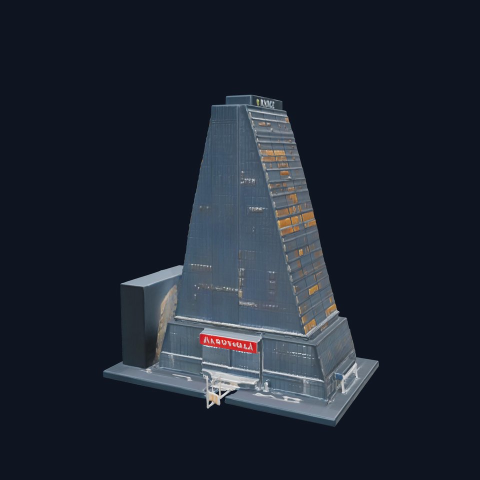 Futuristic Skyscraper Neon Sign model pack