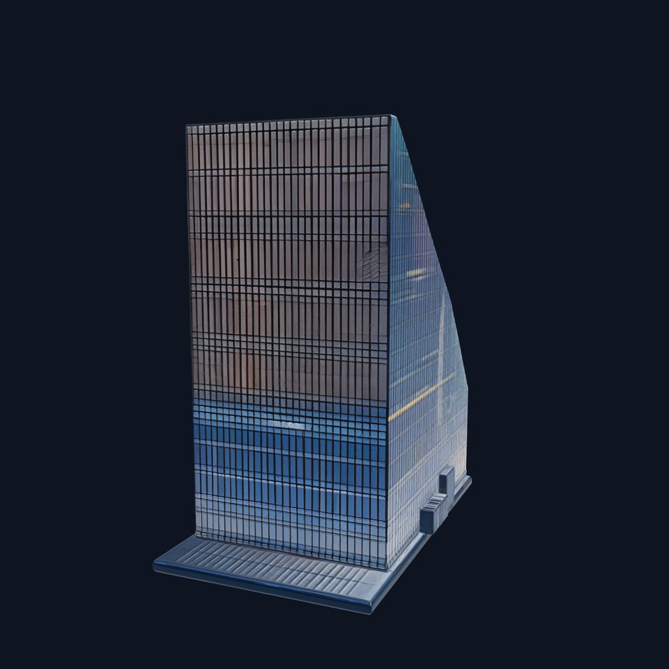Futuristic Glass Skyscraper with Neon Signs model pack