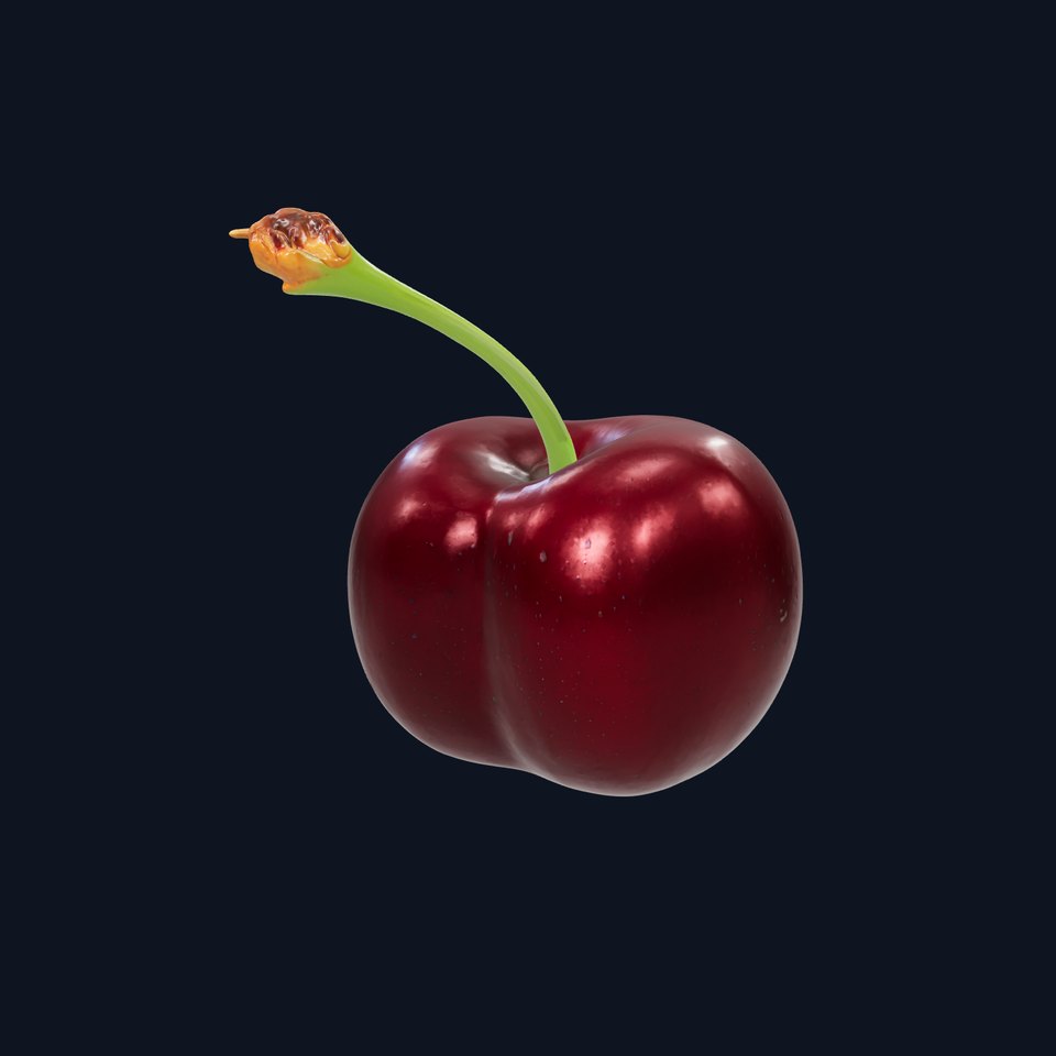 Realistic Cherry with Dark Red Glossy Texture model pack