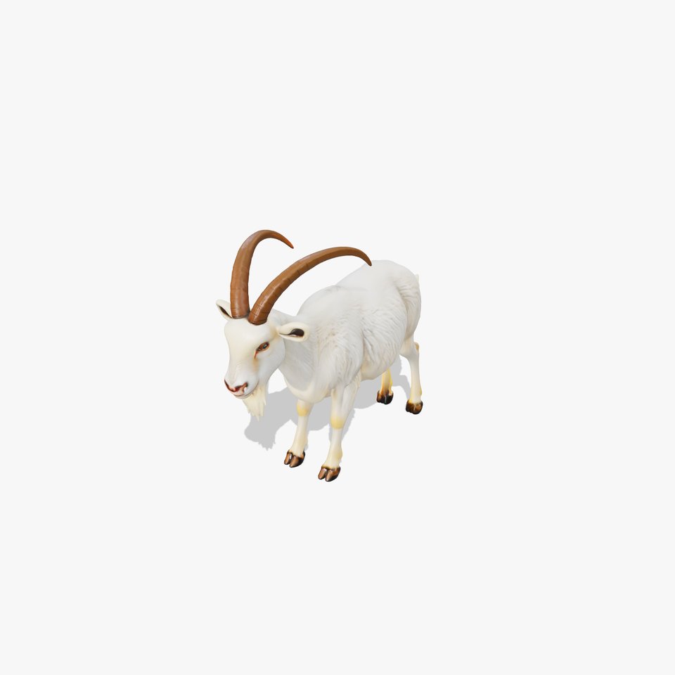 White Mountain Goat with Curved Horns 3D Model Pack