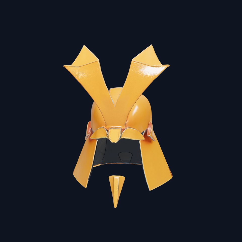 Origami Samurai Helmet Gold and Black model pack