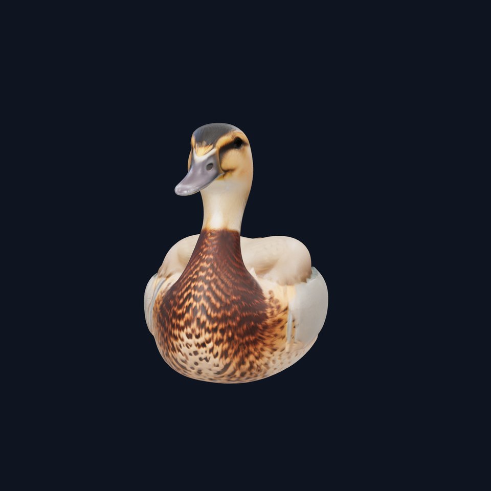 Realistic Duck with Brown-and-White Pattern Model Pack