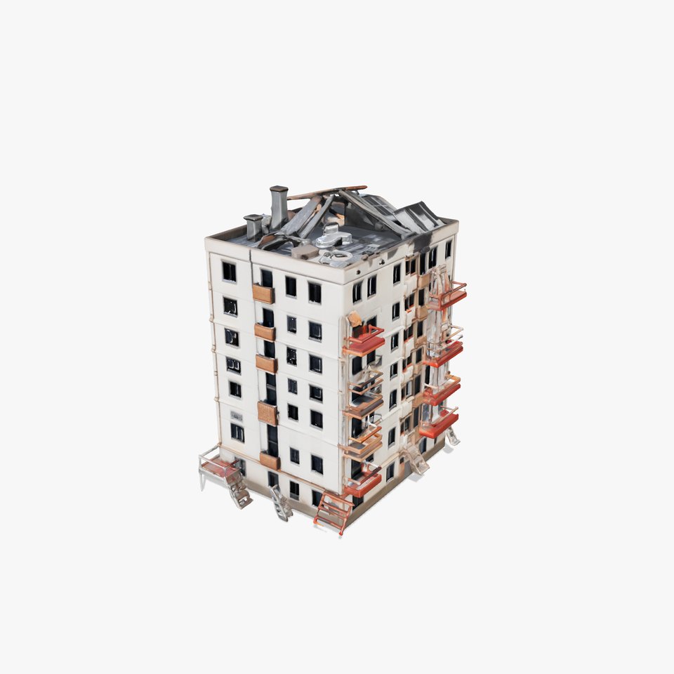 Half-Collapsed Apartment Complex Destruction model pack