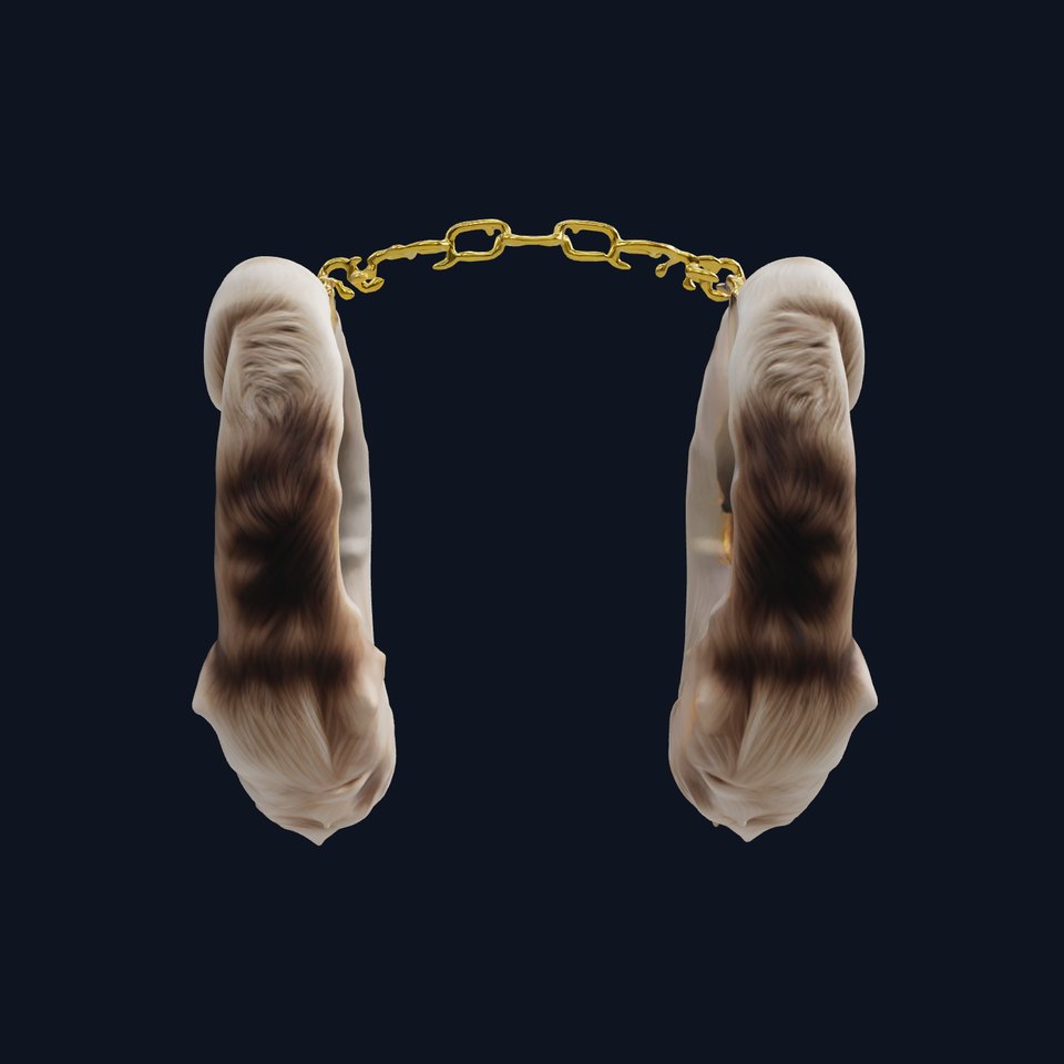 Luxury Fur Handcuffs with Gold Details model pack