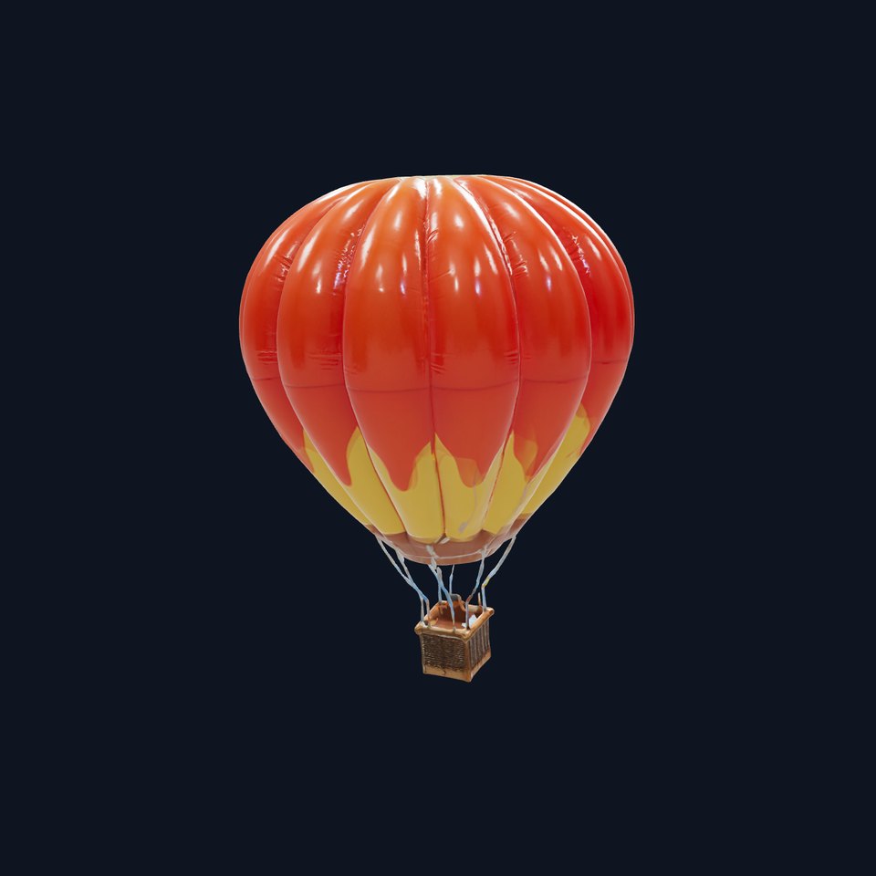 Fiery Pattern Hot Air Balloon 3D model pack
