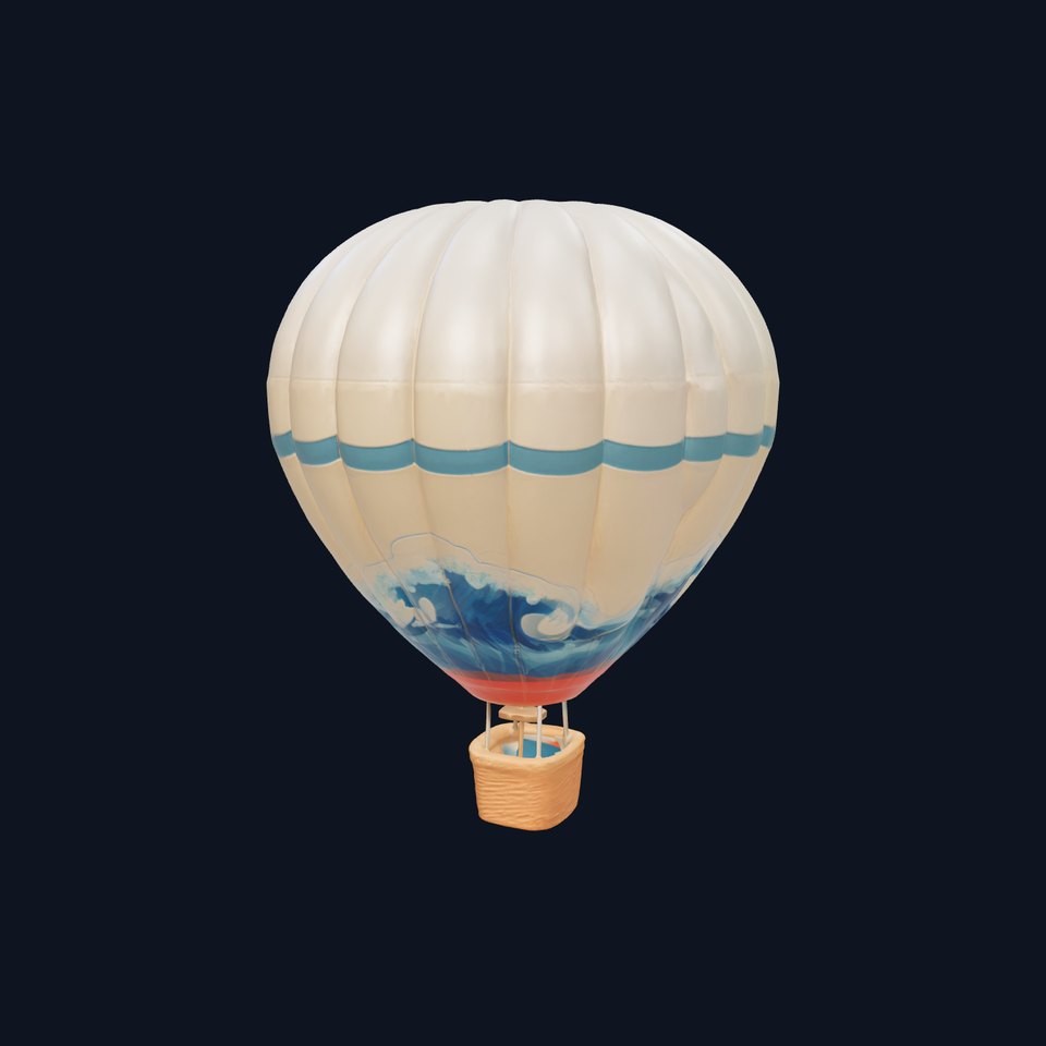Classic Hot Air Balloon Ocean Wave Pattern model pack