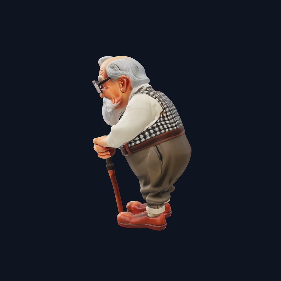 Grumpy Grandpa Character 3D model pack