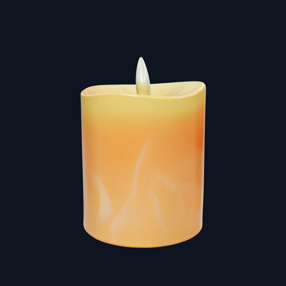 Textured Wax Candle with Glowing Flame model pack