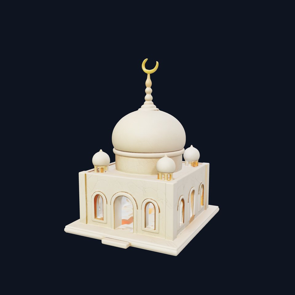 Stylized Mosque Crescent Dome model pack