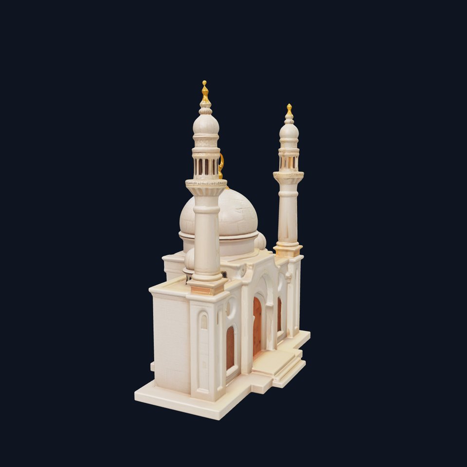 Symmetrical Stone Mosque Architecture model pack