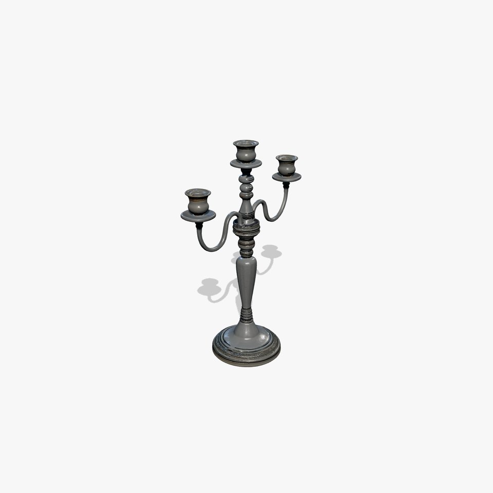 Silver Candelabra Three-Armed Reflective model pack