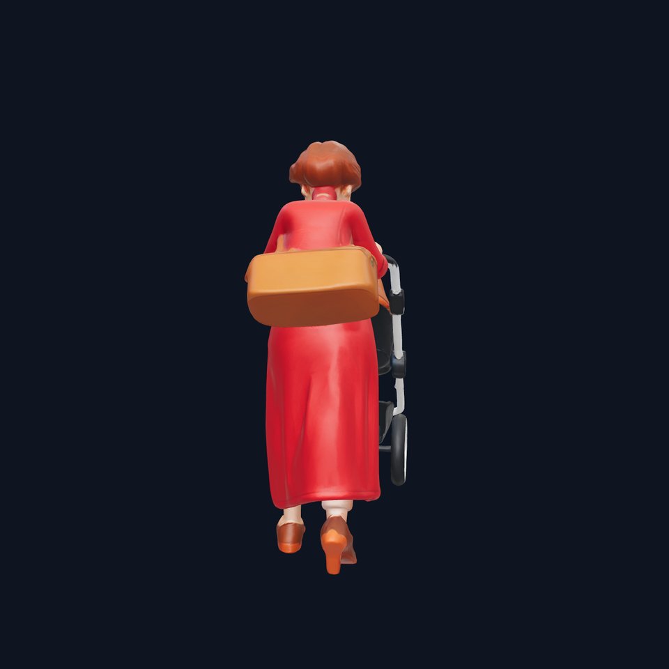 Cartoon Woman with Stroller Character model pack