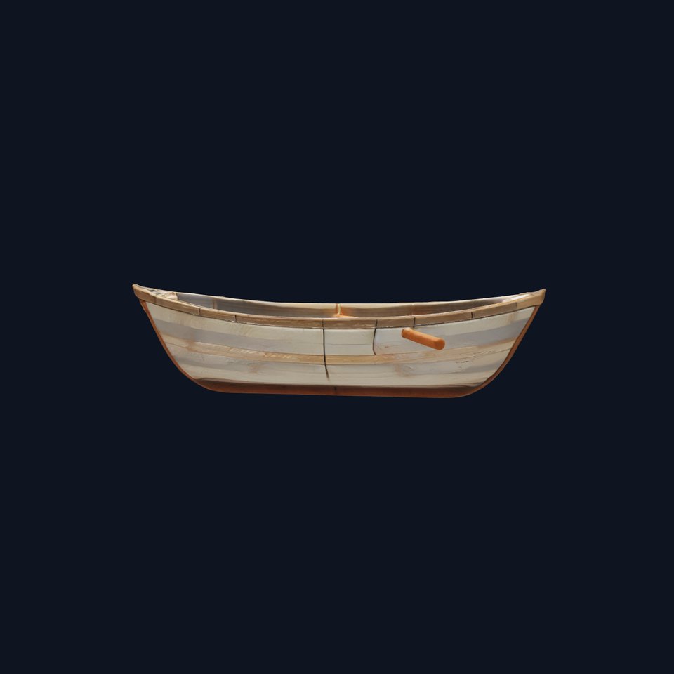Weathered Rowboat with Cracked Hull and Oars model pack