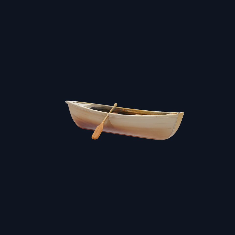 Realistic Wooden Rowboat with Oars model pack