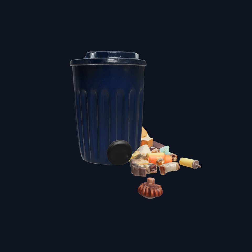 Police-Themed Trash Can and Debris Model Pack