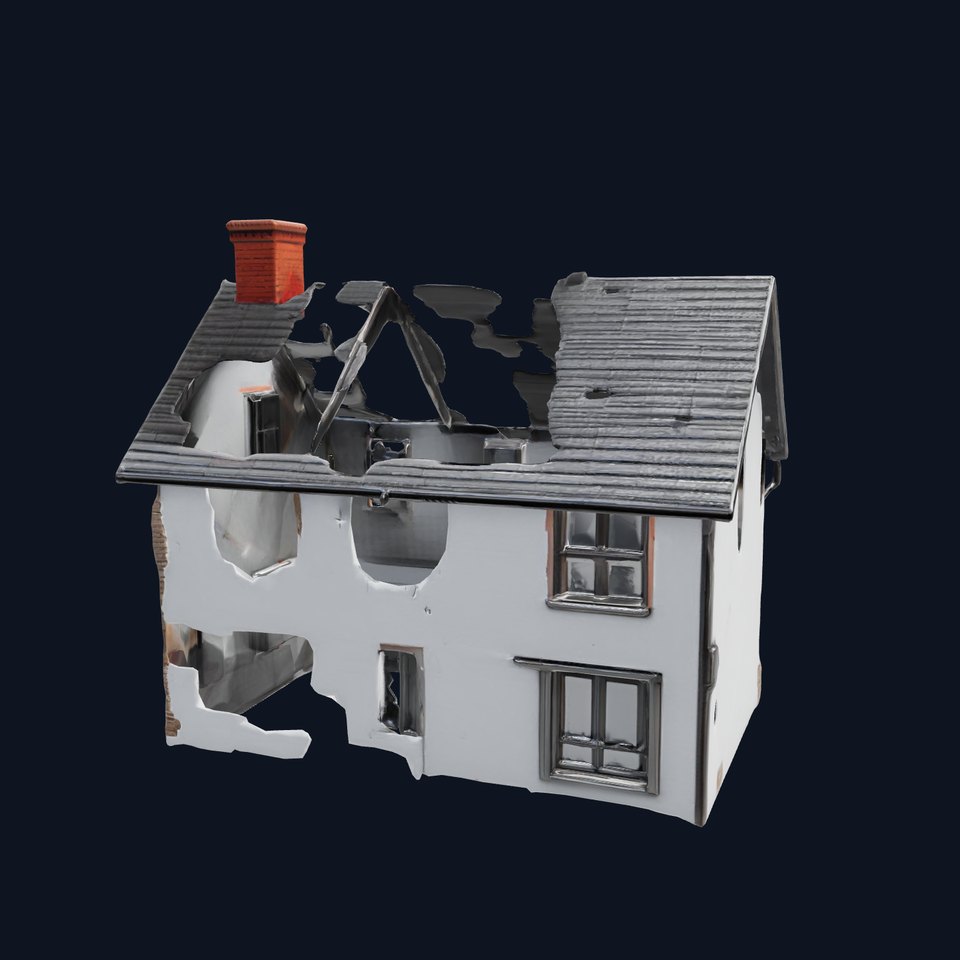 Eroded Fire-Damaged House Ruins model pack