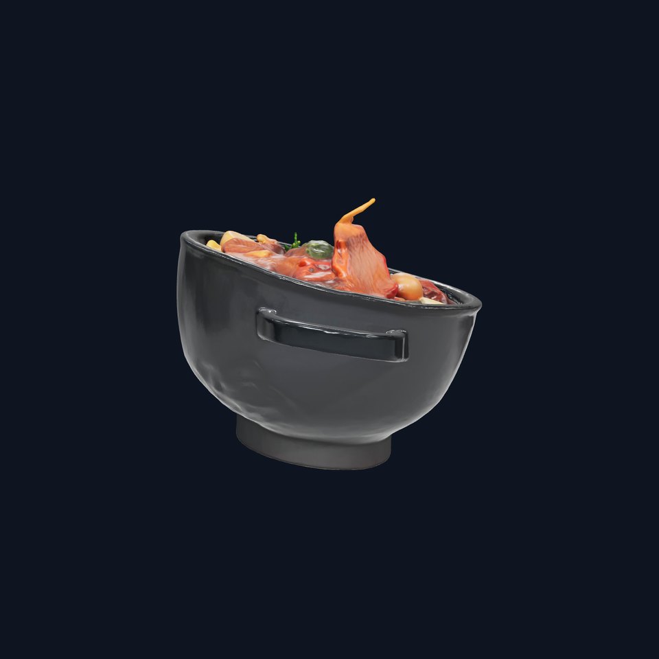 Sukiyaki Cast Iron Pot with Authentic Japanese Ingredients model pack