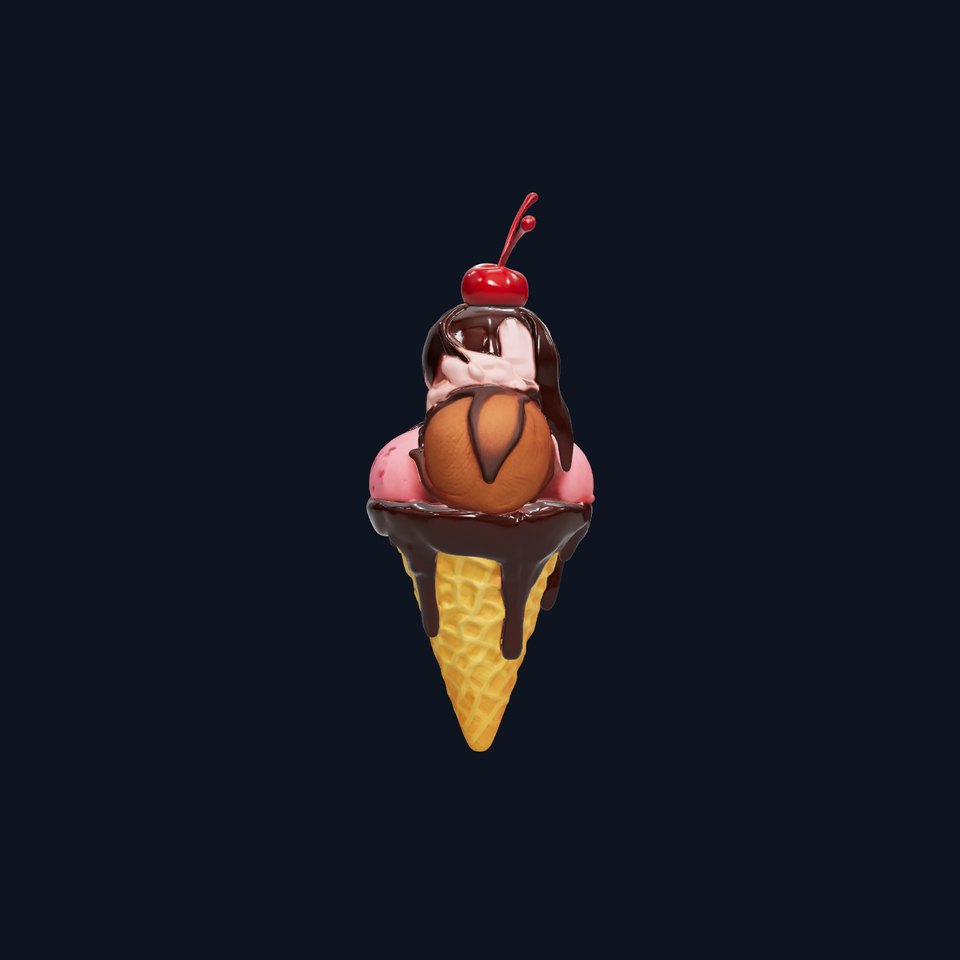 Triple Scoop Ice Cream Cone Model Pack