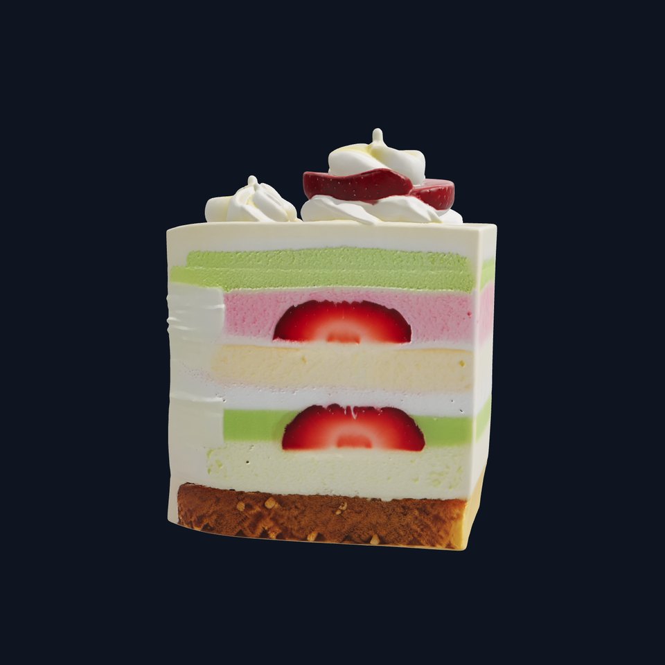 Layered Ice Cream Cake Slice Realistic Model Pack