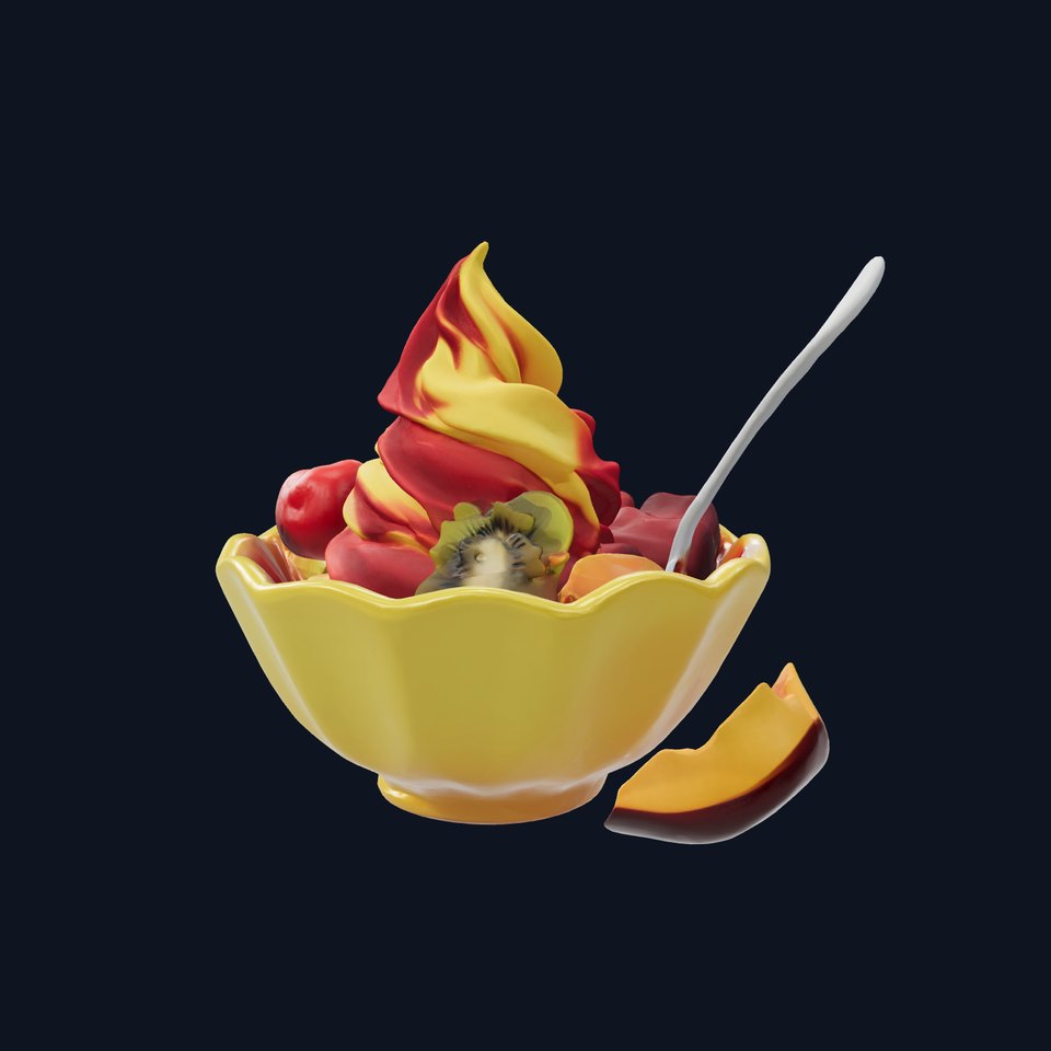 Rainbow Gelato Sundae Bowl model pack