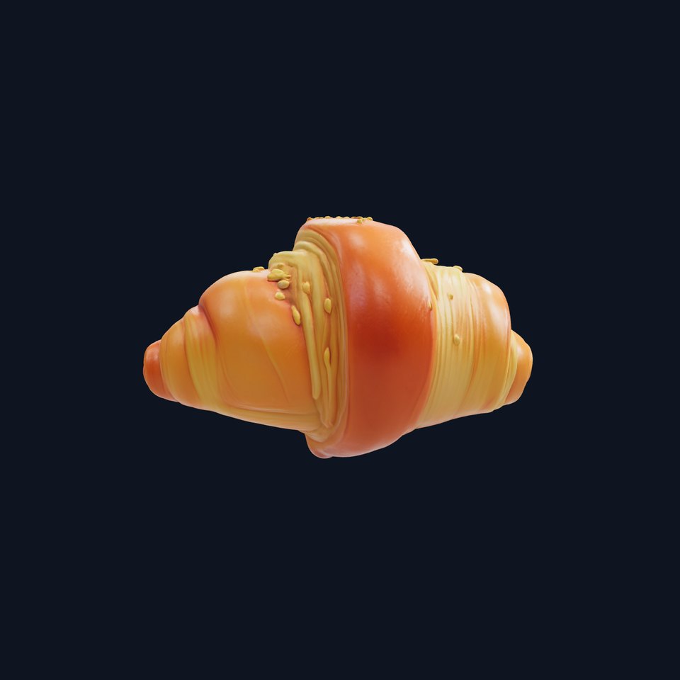 Golden Sesame Croissant 3D model pack
