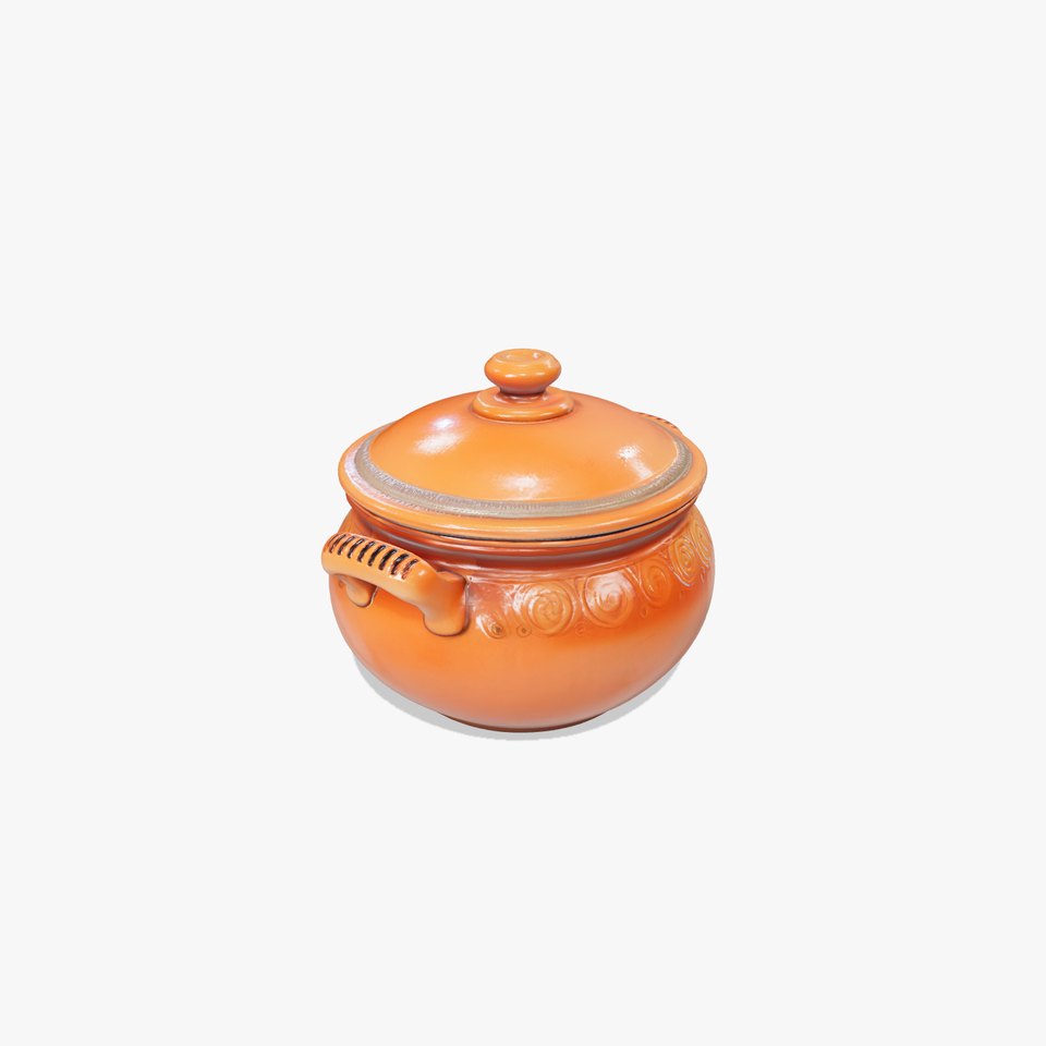 Traditional Ceramic Stew Pot with Spiral Carvings model pack