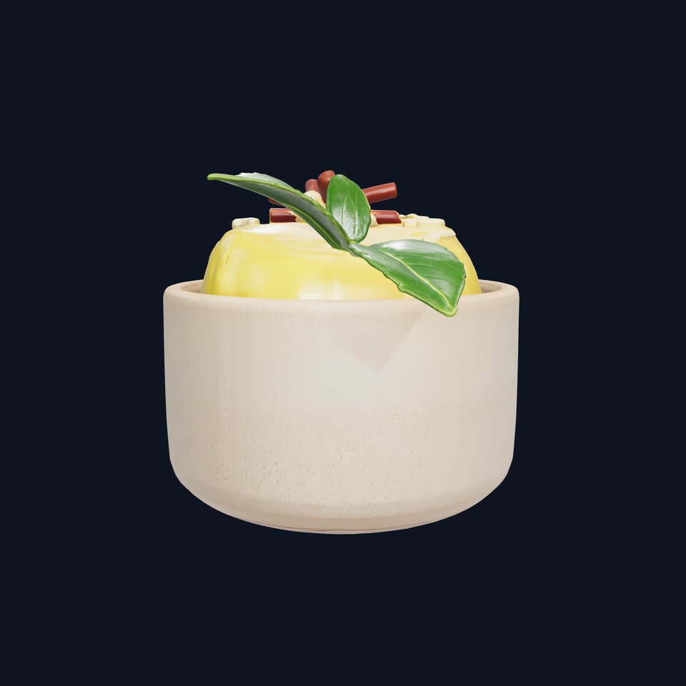 Artisanal Stoneware Mango Panna Cotta model pack