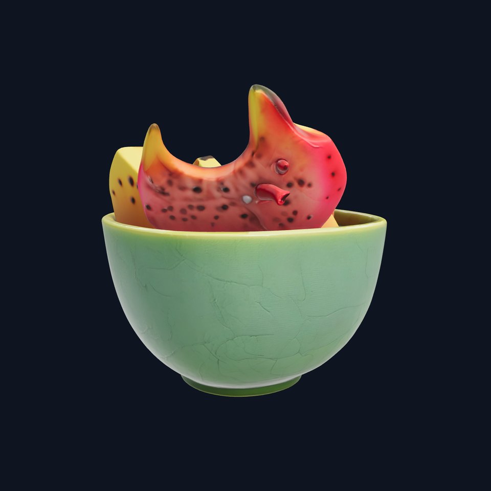 Exotic Fruit Bowl Model Pack with Dragon Fruit and Kiwi