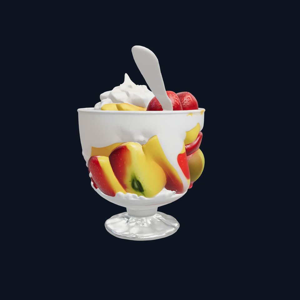 Elegant Fruit Salad Glass Bowl Model Pack