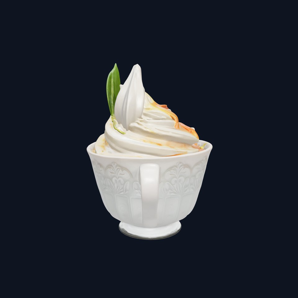 Porcelain Cup with Creamy Coconut Guava Sundae model pack