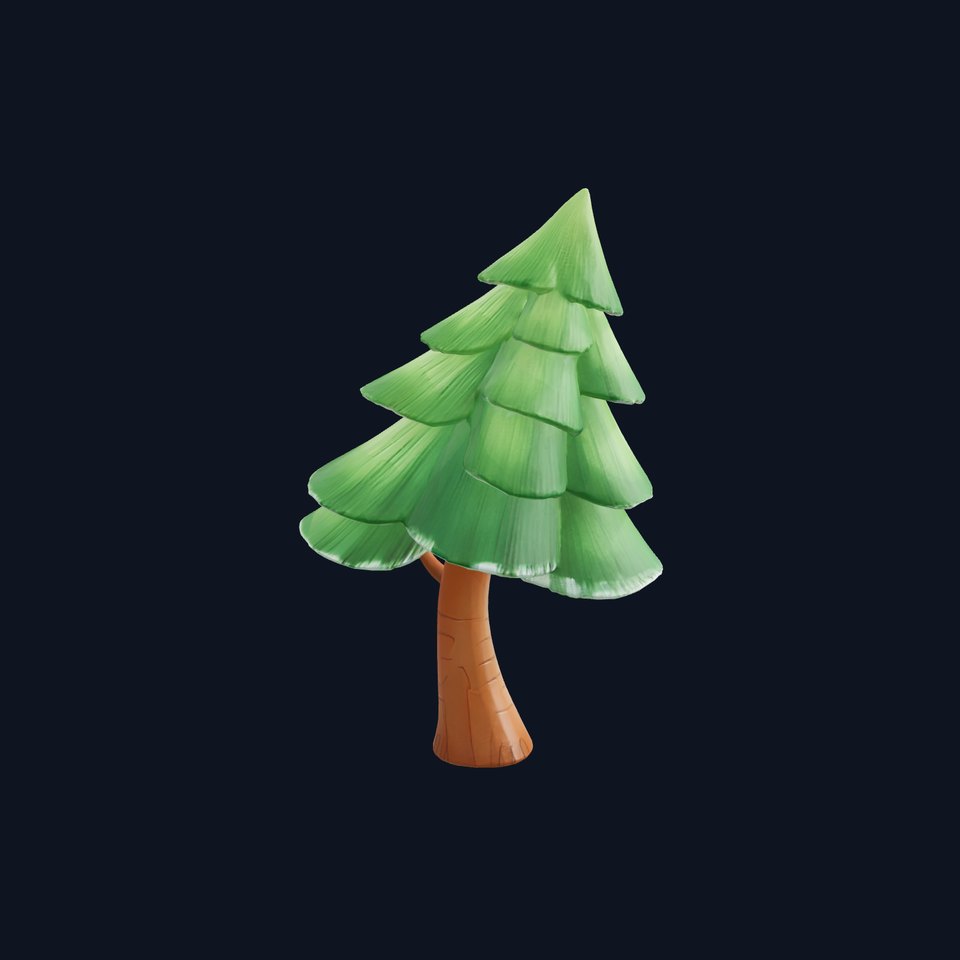 Stylized Cartoon Pine Tree 3D Model Pack