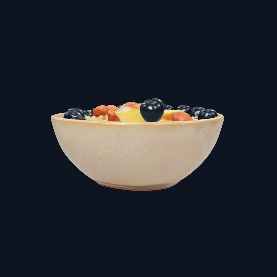 Oatmeal Bowl with Honey and Blueberries model pack