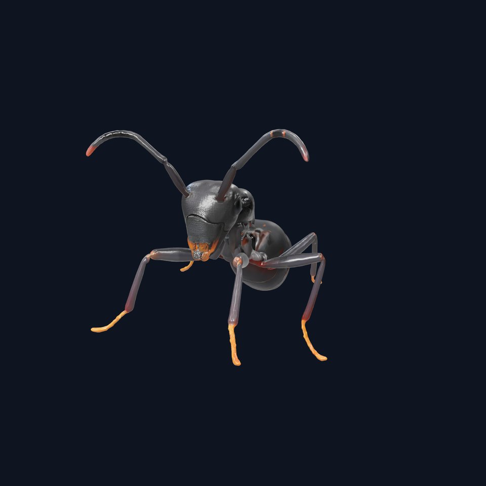 Cave Ant 3D Model Pack with Matte Black Finish