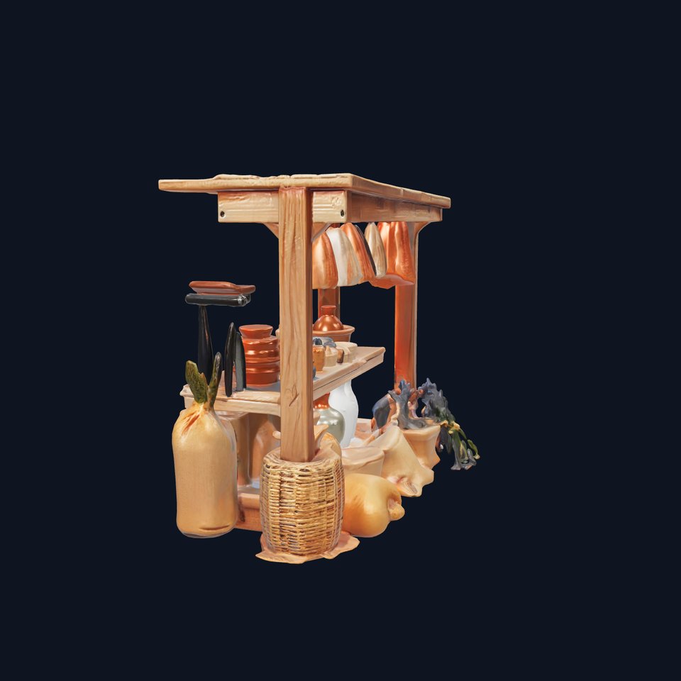 Rustic Market Stall Vintage Decor Elements model pack