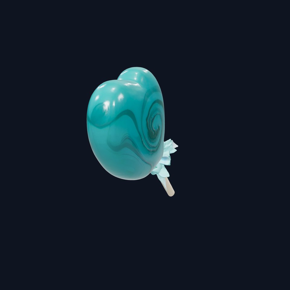 Teal Heart Lollipop Model Pack
