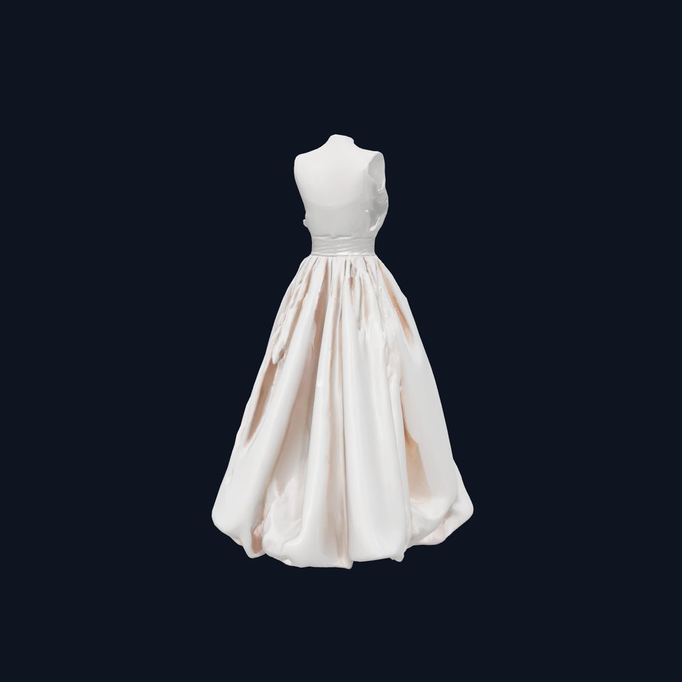 Elegant Evening Gown Metallic Silver Dress model pack