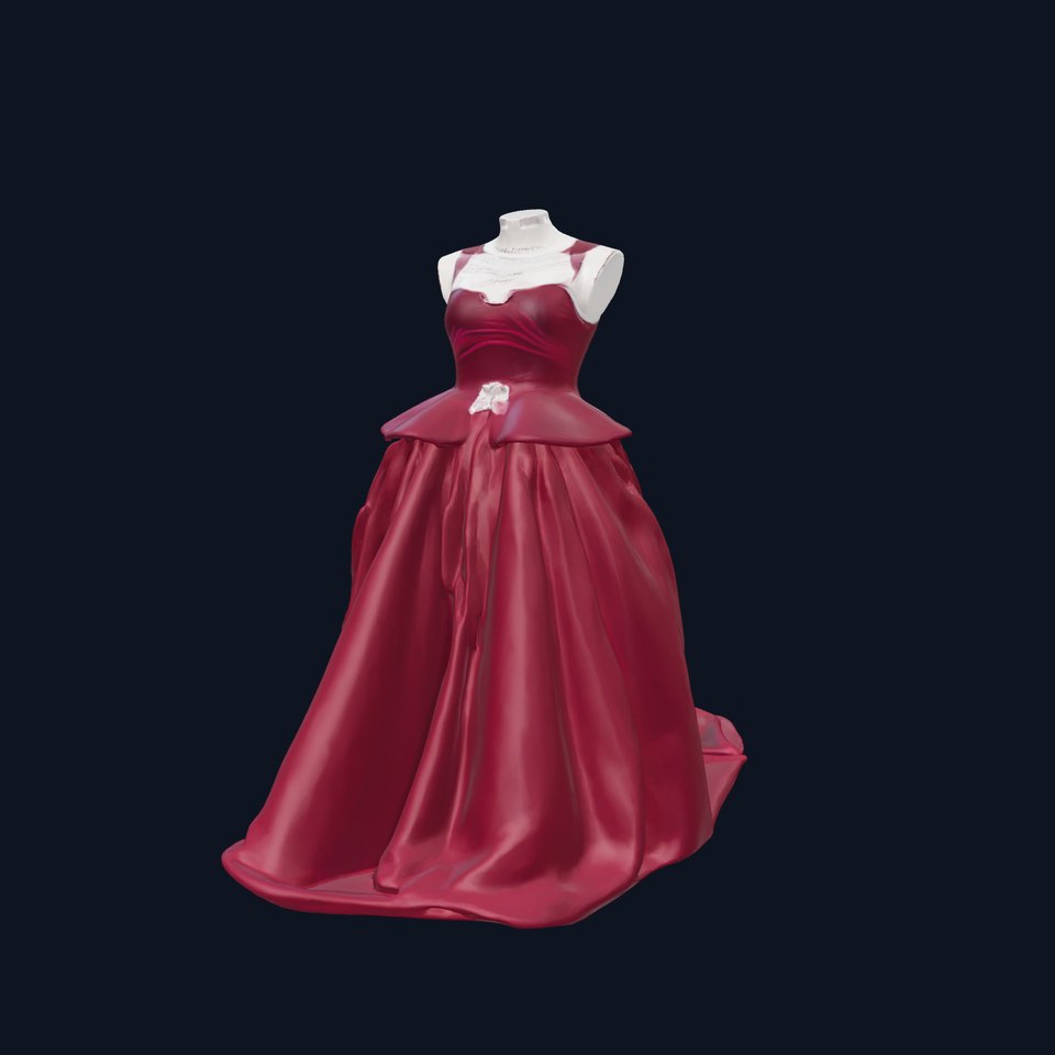 Luxurious Burgundy Evening Gown on Mannequin model pack