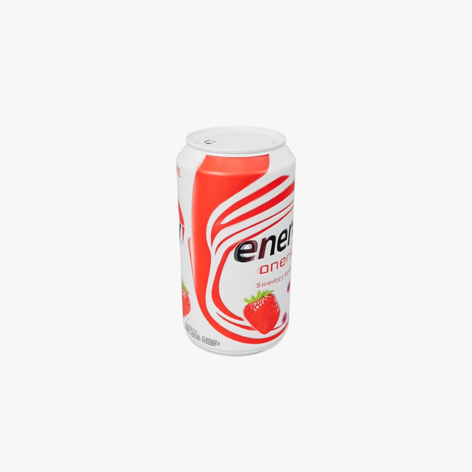 Strawberry Energy Drink Can Detailed 3D Model Pack