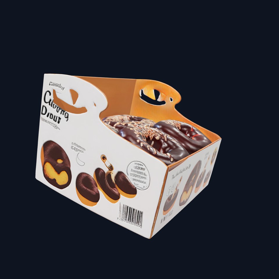 Chocolate Donut Box Packaging 3D model pack