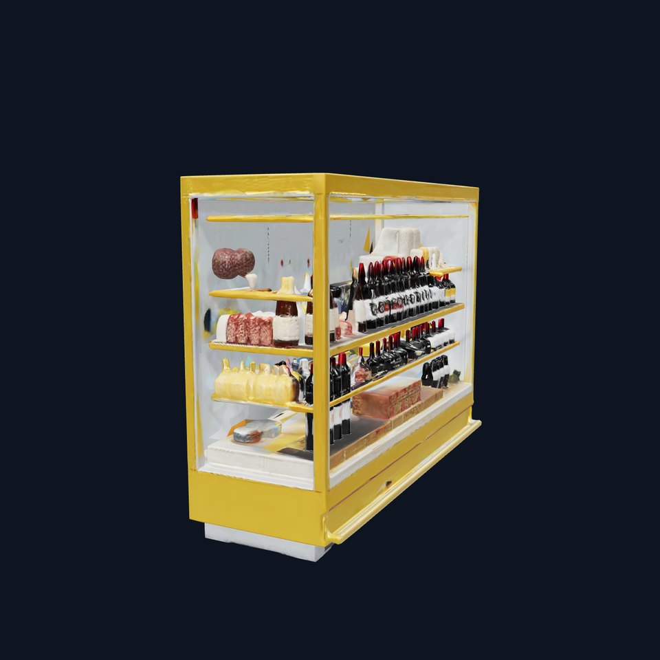 Elegant Gold Supermarket Shelf Tower model pack