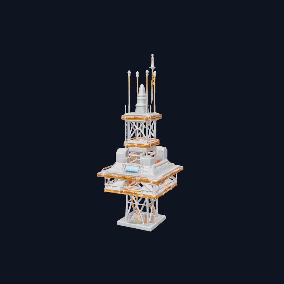 Futuristic Neon Light Tower Architecture model pack