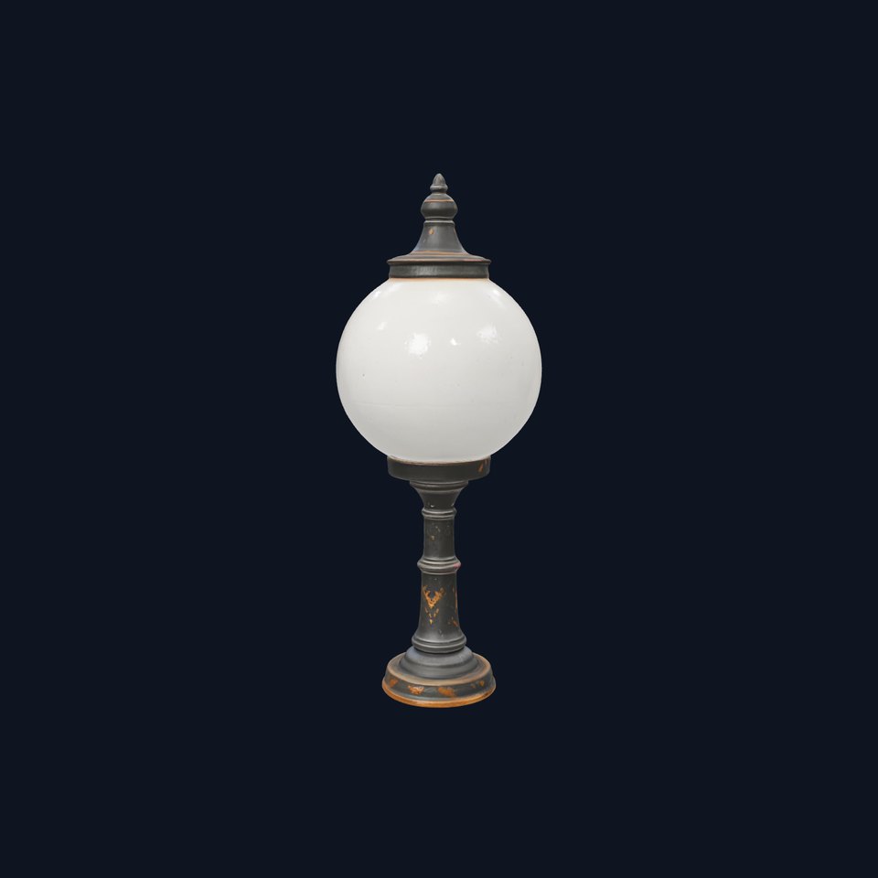 Vintage Street Lamp Globe Short Post model pack