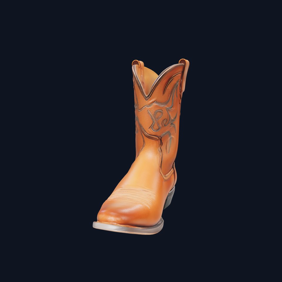 Western Cowboy Boots 3D Model Pack with Intricate Stitching