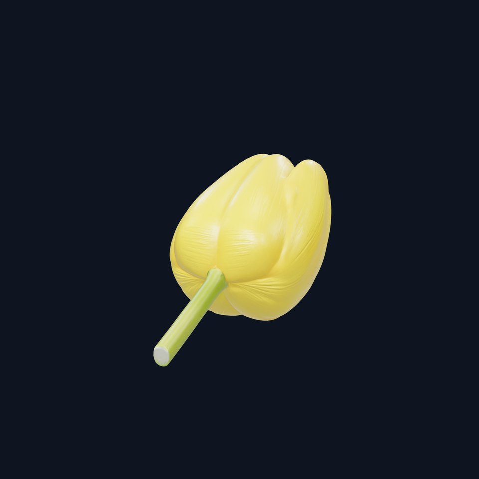Yellow Tulip Flower Sculpture 3D Model Pack