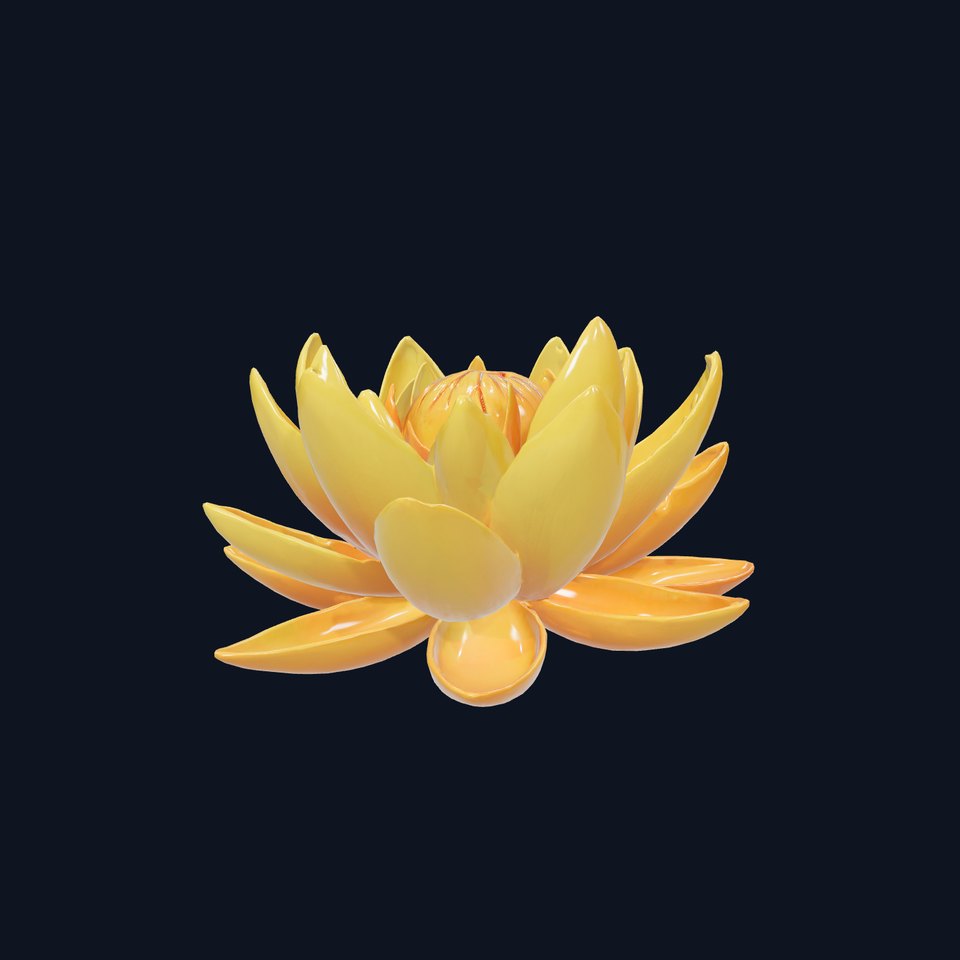 Gold-Tinted Yellow Water Lily Flower model pack