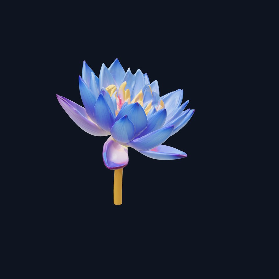 Blue Water Lily Realistic Model Pack