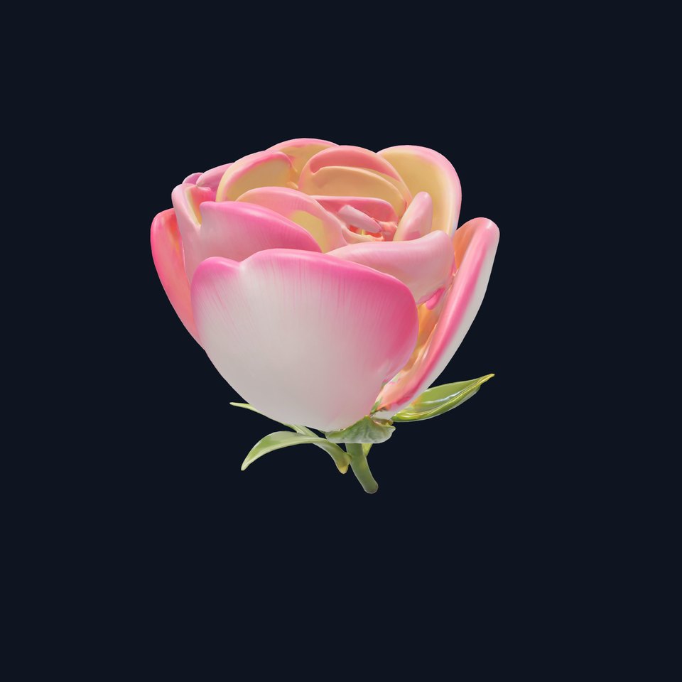 Elegant Gradient Flower 3D Sculpture Model Pack