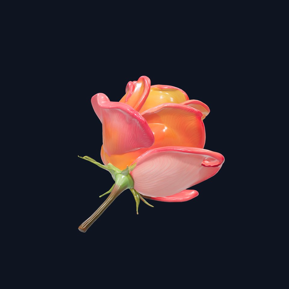 Vibrant Rose Flower Sculpture model pack